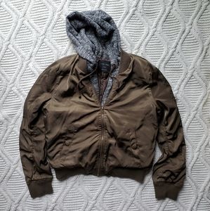 Love Tree Layered Hoodie Bomber Jacket